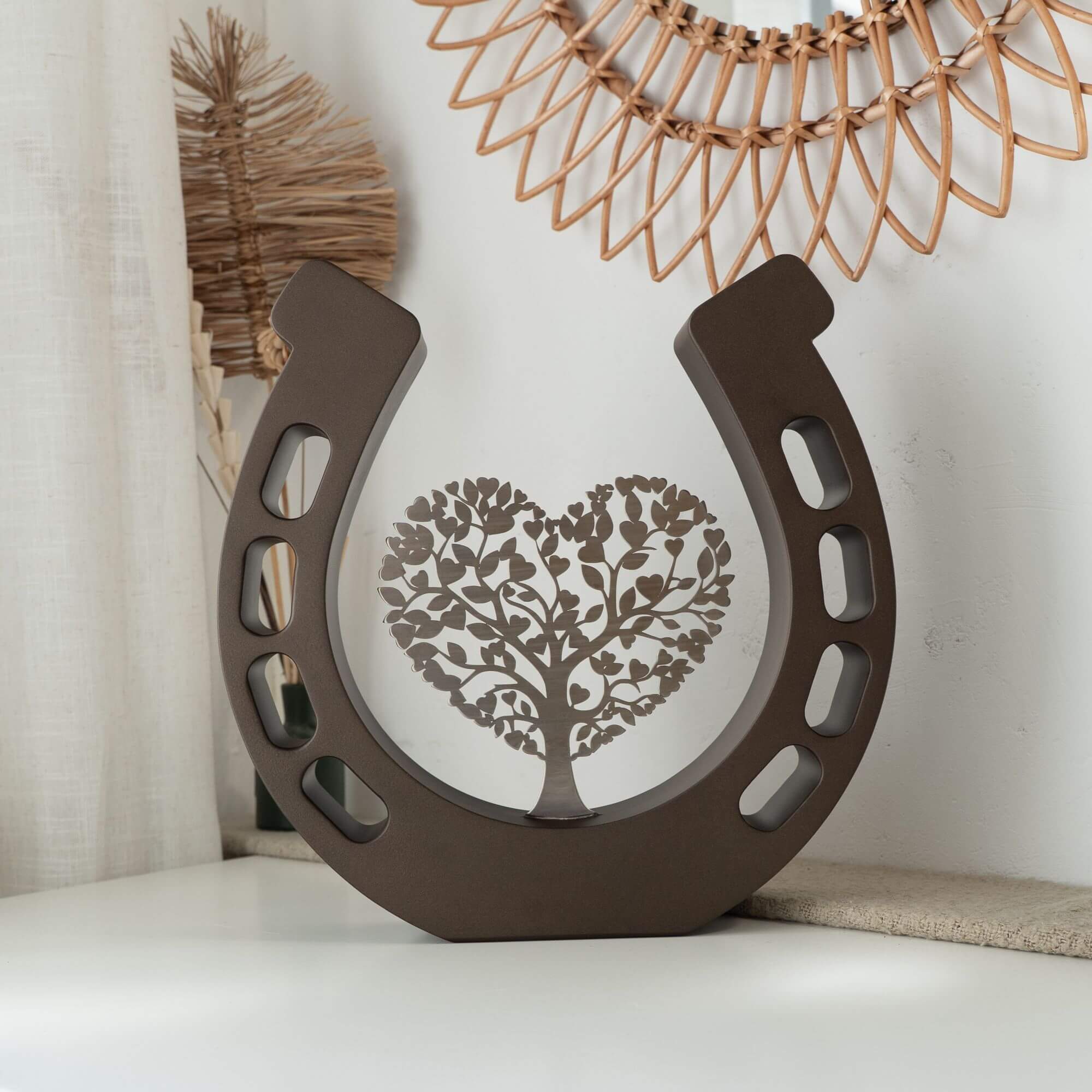 Hoefijzer 'Memoria Arboris' (Boom van Herinnering) RVS-gecoat Antraciet/Bronsachtig-bruin