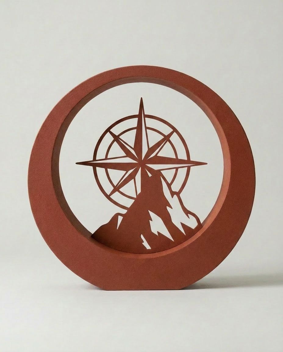 SFYLO Circle - Compass 'North Emblem' (Deep red) Coated